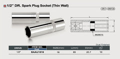 Capat cheie tubulara bujii 1/2, 16mm, perete subtire Toptul - imagine 2