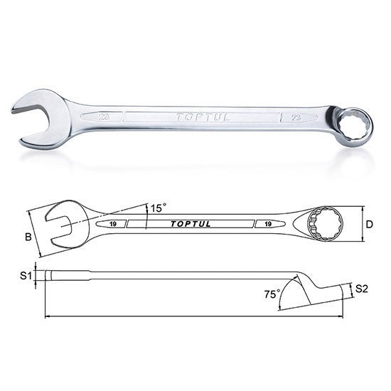Cheie combinata cotita 75° 13 mm Toptul - imagine 1
