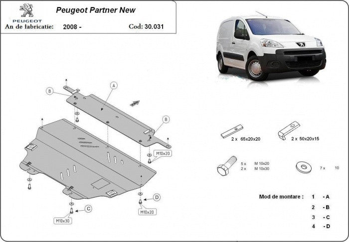 Scut metalic motor, cutie de viteză MTR - imagine 2