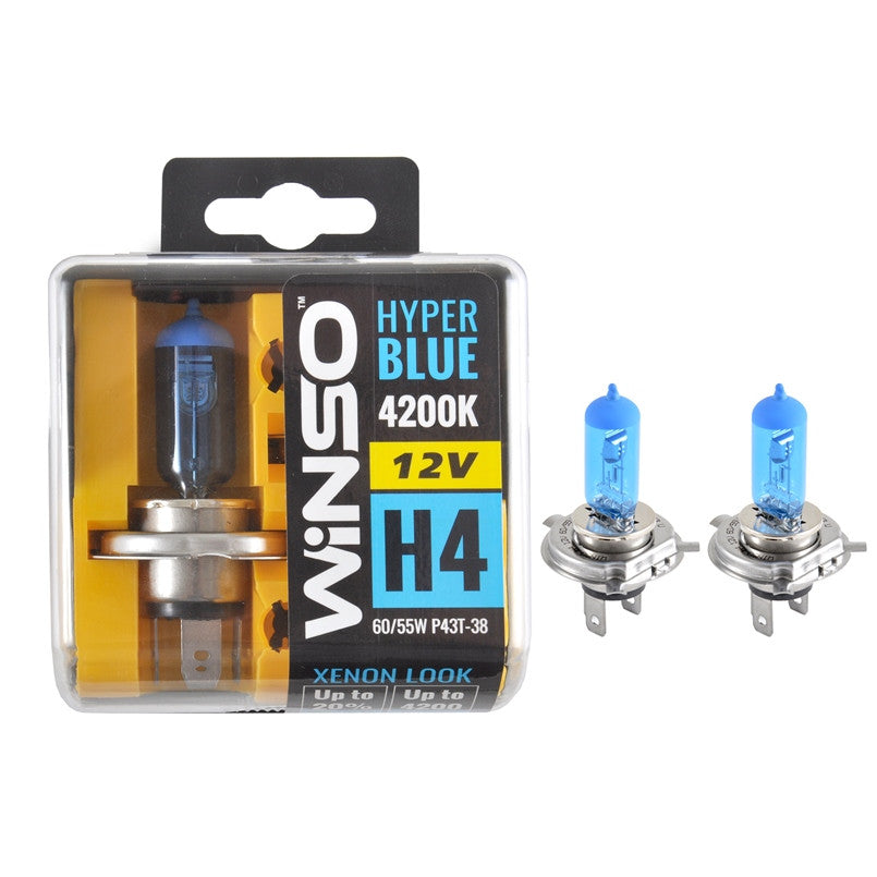 Bec Halogen Winso Hyper Blue H4 - 12V, 60/55W P43t-38 ● 4200K ●  Set 2 buc Winso - imagine 1