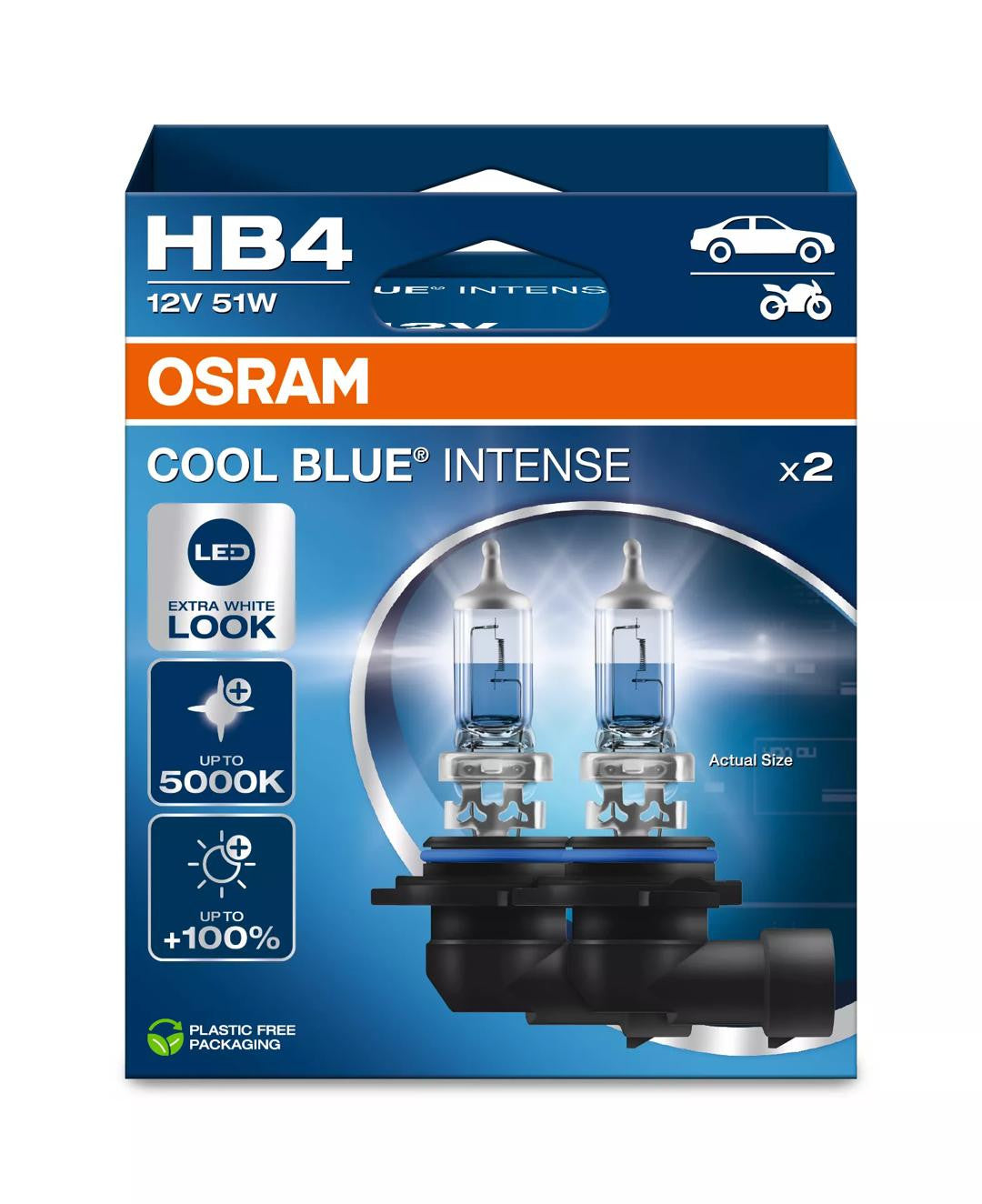 Bec Osram Cool Blue Intense HB4 51W 12V P22d Set 2 buc Osram - imagine 1