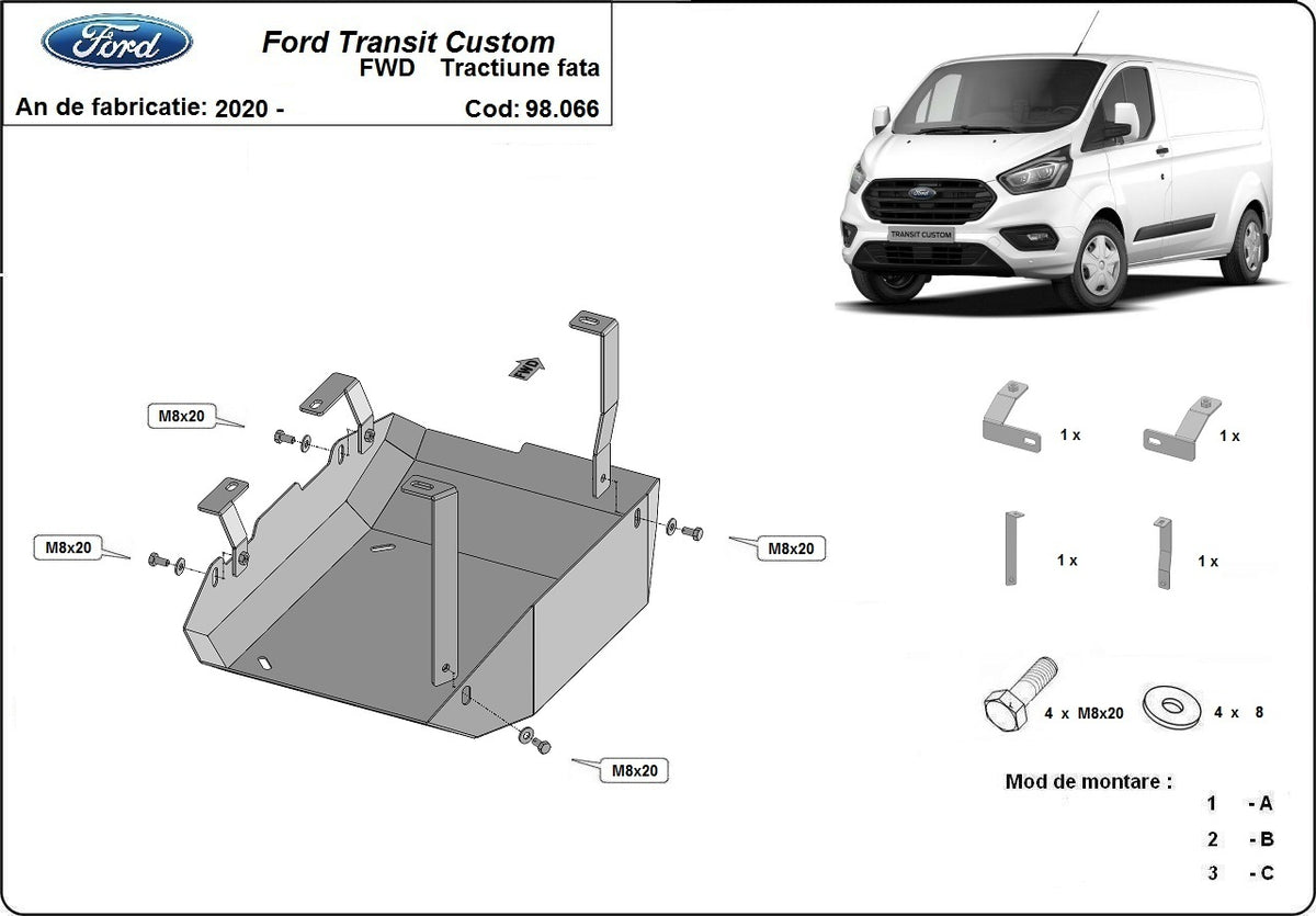 Scut metalic motor FORD  Transit Custom MTR - imagine 1