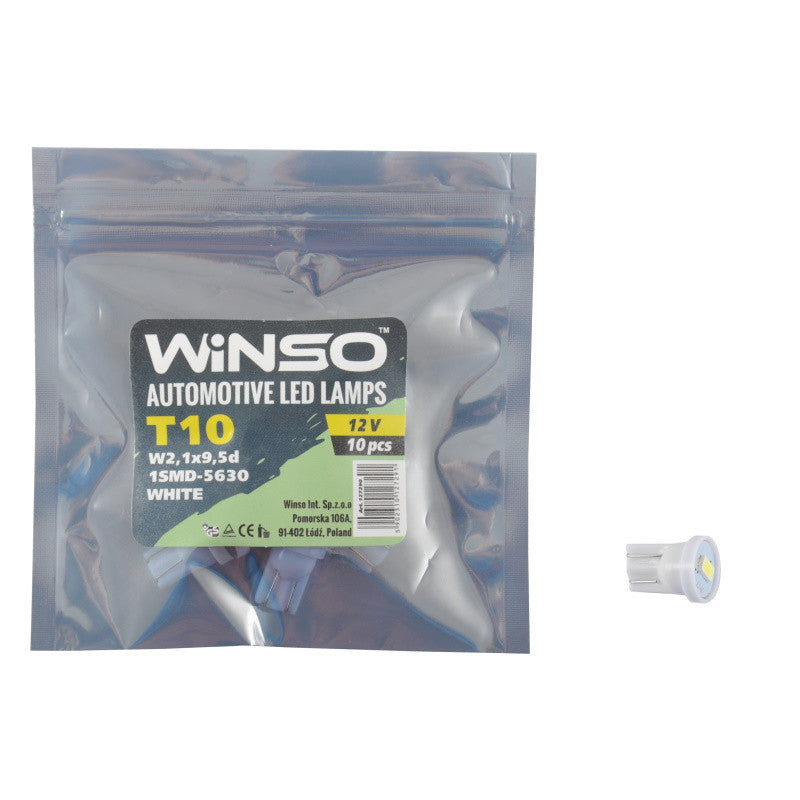 Bec LED Winso 12V SMD T10 W2.1x9.5d 1LED 5630 Alb - Set 10 buc Winso - imagine 1