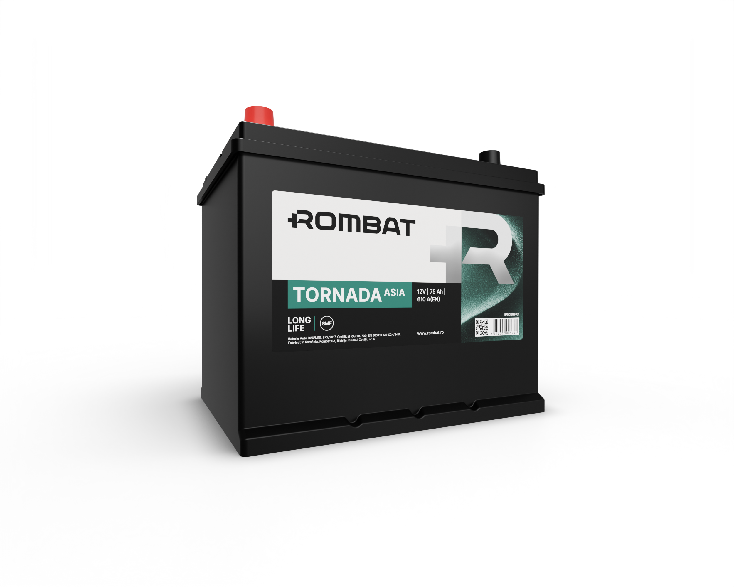 Acumulator Rombat Tornada Asia 75 Ah 600A[Bornă Inversă] Rombat - imagine 1