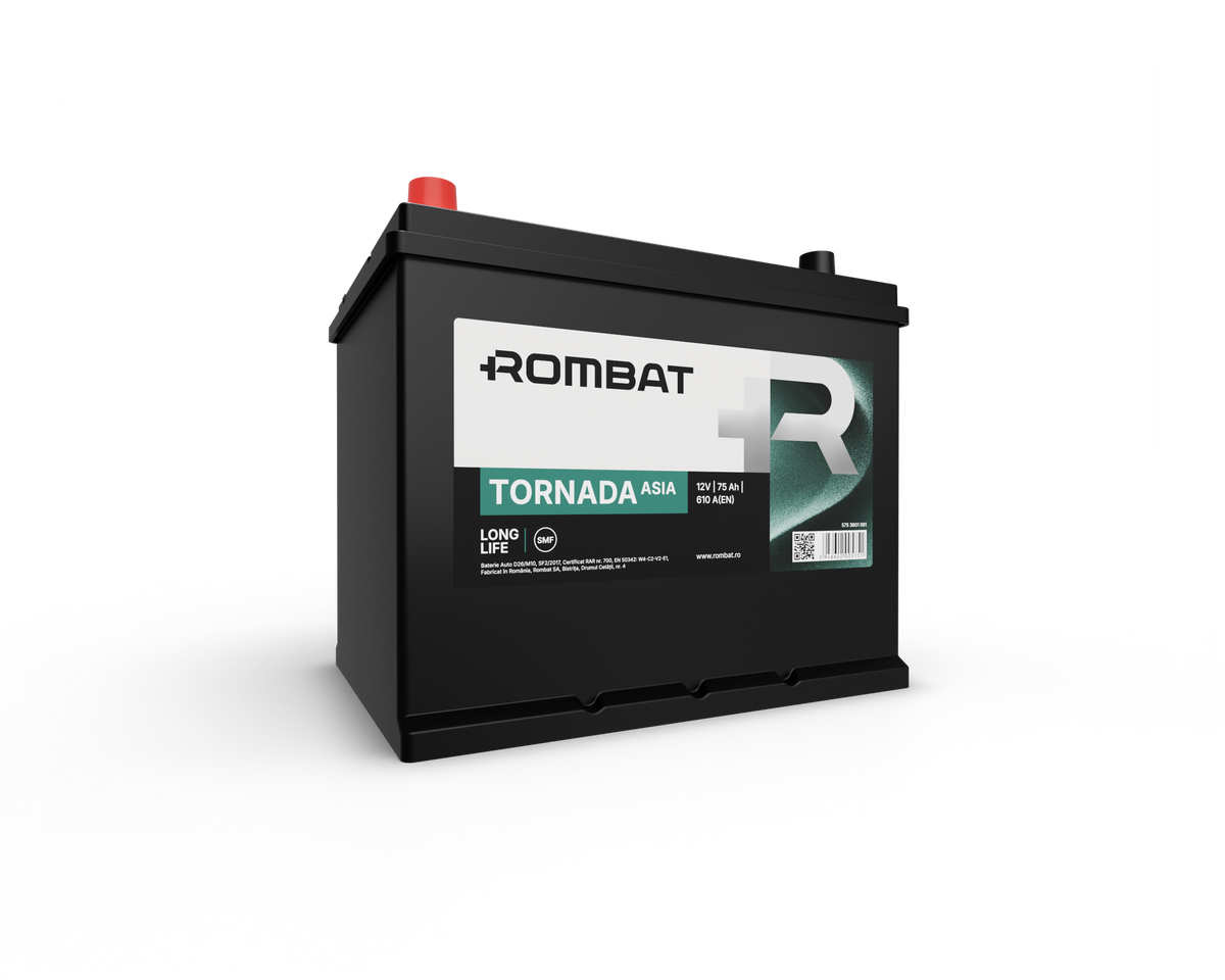 Acumulator Rombat Tornada Asia 75 Ah 600A[Bornă Inversă] Rombat - imagine 1