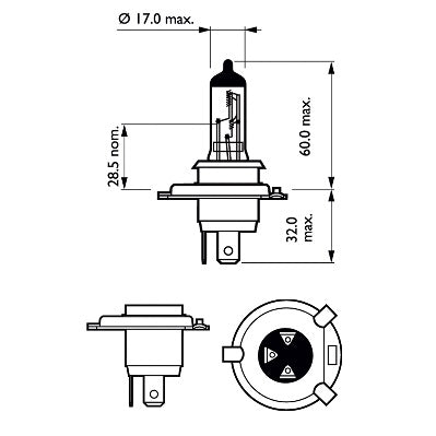 BEC FAR H4 P43t 60/55W 12V VISION (cutie) PHILIPS