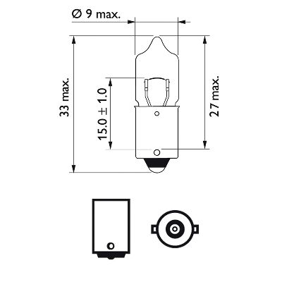 BEC AUXILIAR H10W 12V 10W BA9s SET 10 BUC