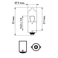 BEC AUXILIAR H10W 12V 10W BA9s SET 10 BUC