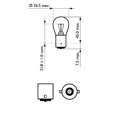 BEC SEMNALIZARE P21W 12V SET 10 buc PHILIPS