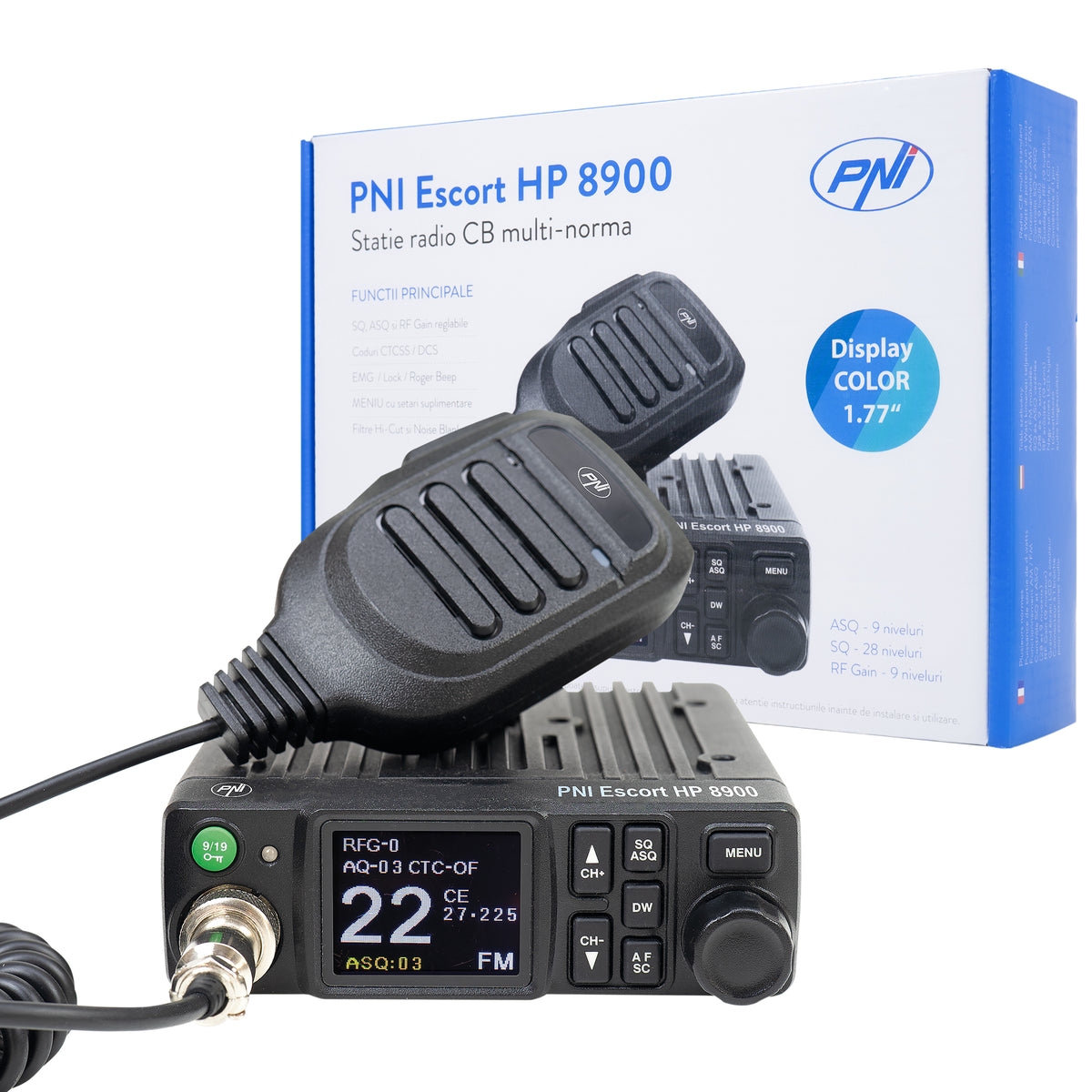 STATIE RADIO CB PNI ESCORT HP 8900 ASQ, 12V/24V, RF GAIN, ROGER BEEP, CTCSS-DCS, DUAL WATCH AM/FM