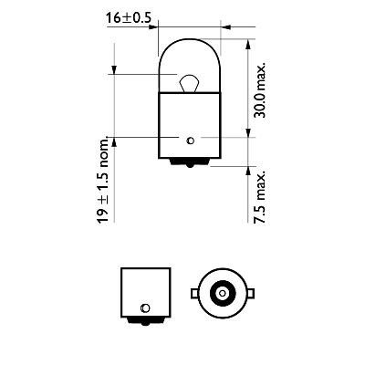 BEC AUXILIAR R10W 12V SET 10 buc PHILIPS