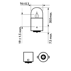 BEC AUXILIAR R5W BA15s 12V SET 10 buc PHILIPS