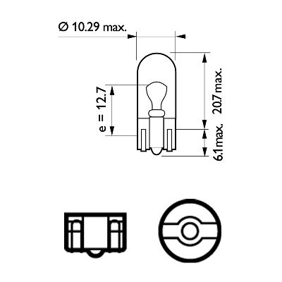 BEC FARA SOCLU W5W 12V SET 10 buc PHILIPS