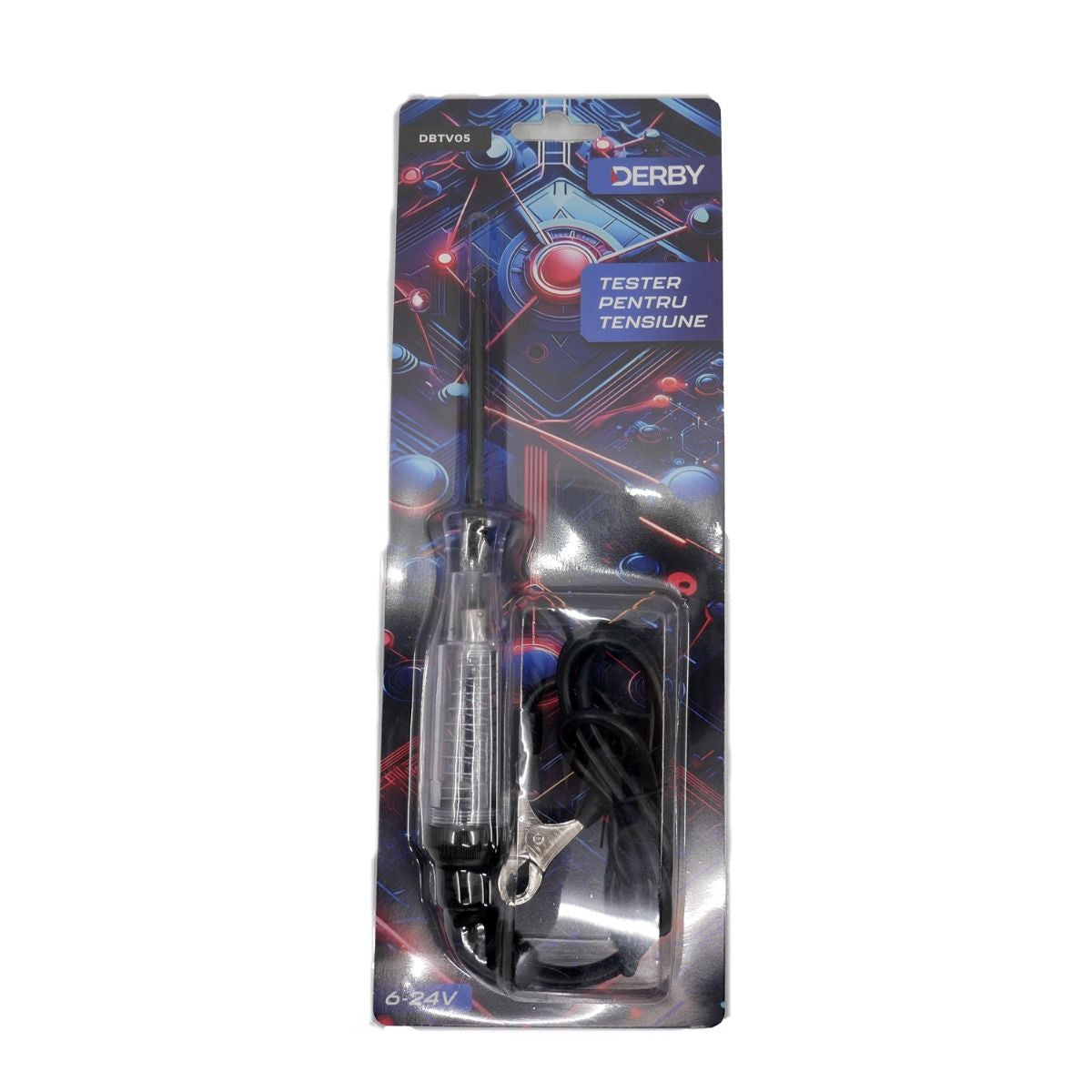 Tester pt tensiune 6-24V, mare, tip surubelnita, carcasa transparenta DERBY - imagine 1