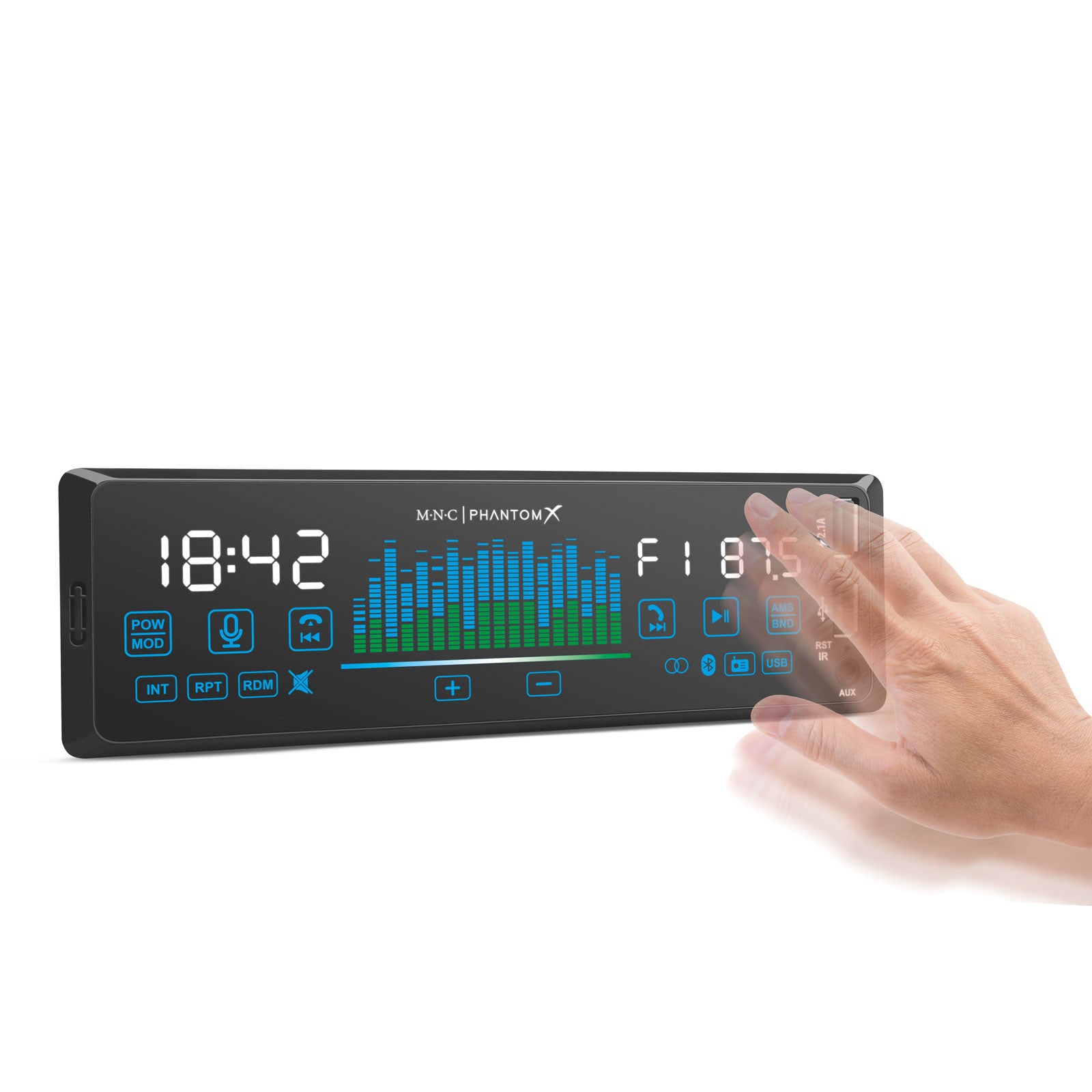 Player auto „PhantomX” - 1 DIN - 4 x 50 W - versiune gestuala - BT - MP3 - AUX - USB Carguard - imagine 3