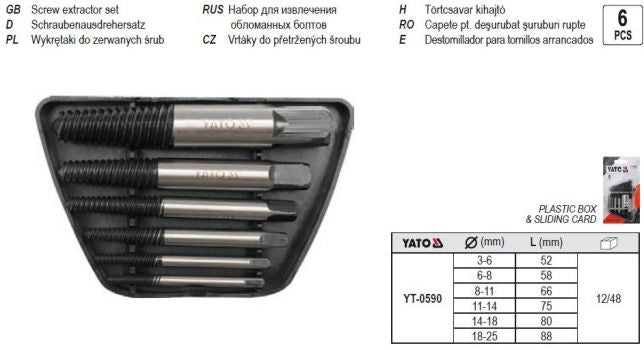 SET EXTRACTOARE SURUBURI RUPTE 6BUC Yato - imagine 1