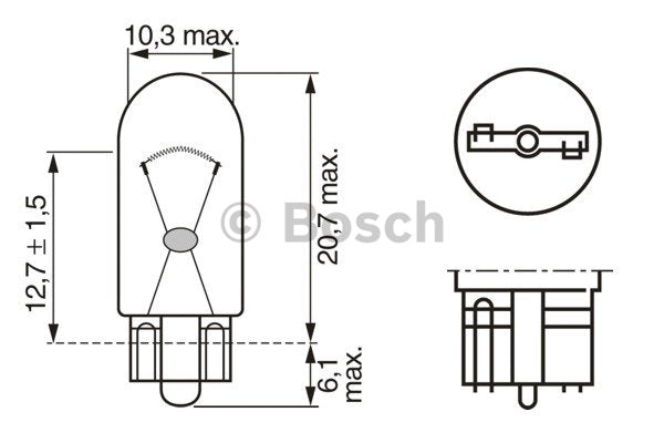 Bec Bosch Pure Light W5W 12V 5W W2,1x9,5d Bosch - imagine 2