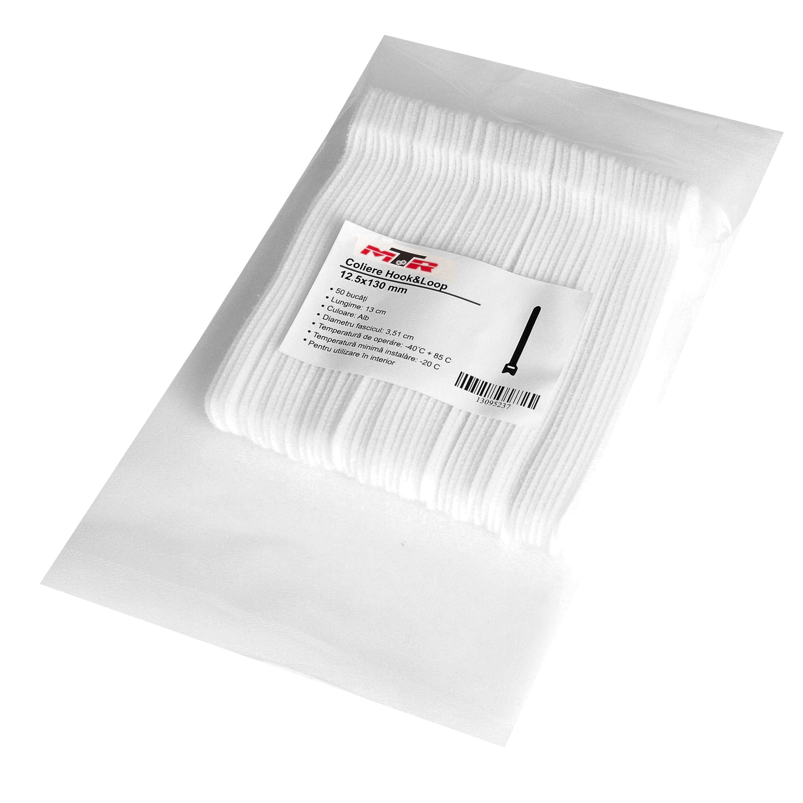 Cleme pentru cabluri albe 12.5x130mm 50 buc MTR - imagine 1