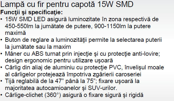 Lampa capota 15W SMD Magneti Marelli - imagine 2