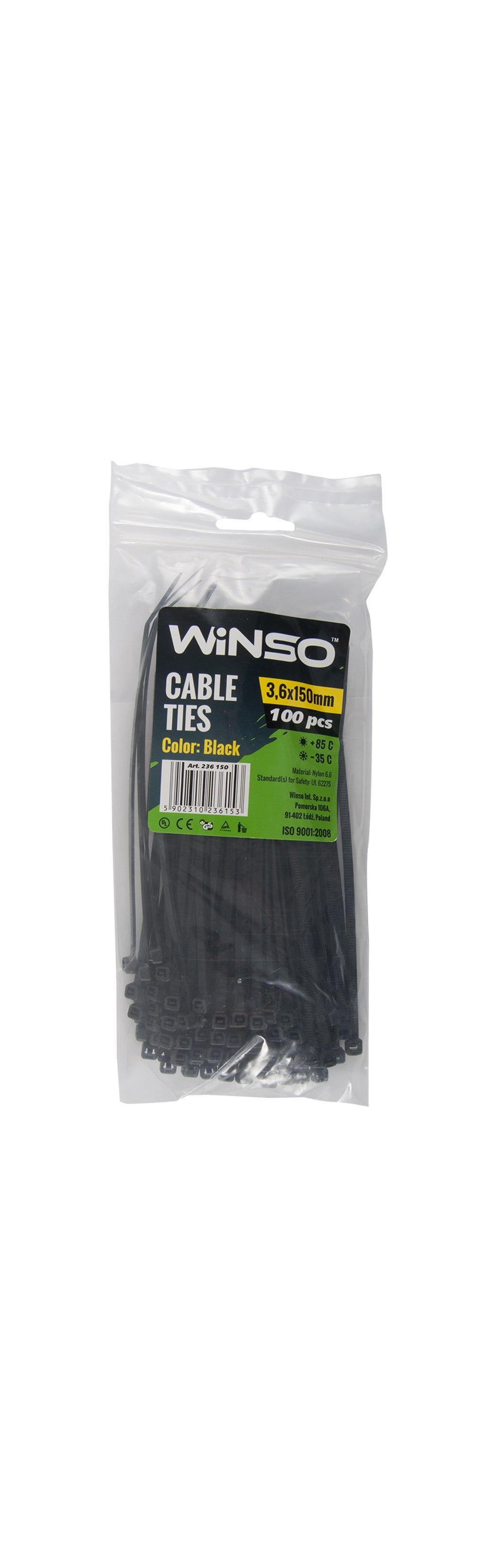 Coliere plastic 3,6x150 Negru - Set 100 buc Winso - imagine 1