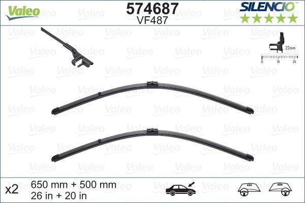 Set lamela stergator Valeo Silencio FlatBlade OE 650/500 mm Valeo - imagine 1