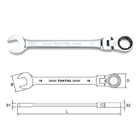 Cheie combinata cu clichet 13 mm Toptul - imagine 1