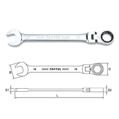 Cheie combinata cu clichet 13 mm Toptul - imagine 1