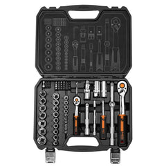 Set de chei tubulare ½" și ¼", cu multiple funcții, 73 de piese Neo Tools - imagine 2