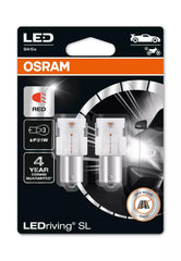 Bec Osram LEDriving SL P21W Rosu | 12V - 1.8W - BA15s - Set 2 buc (Off-Road) Osram - imagine 1