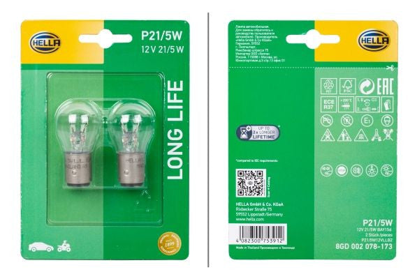 Bec Hella Longer Lifetime P21/5W 12V  BAY15d Hella - imagine 1