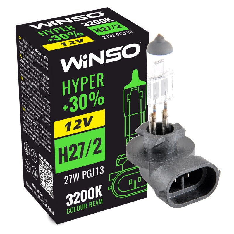 Bec Halogen Winso 12V H27/2 HYPER +30% 27W PGJ13 Winso - imagine 1