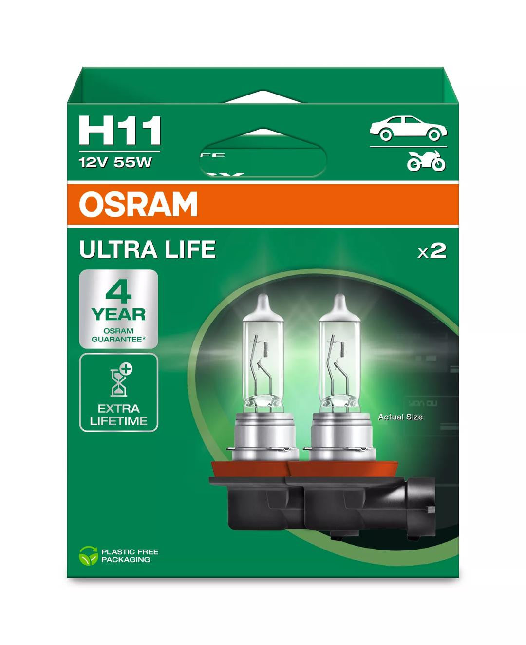 Bec Halogen Osram Ultra Life H11 | 12V - PGJ19-2 - Set 2 buc Osram - imagine 1