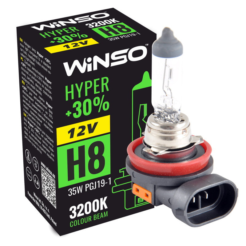 Bec Halogen Winso 12V H8 HYPER +30% 35W PGJ19-1 Winso - imagine 1