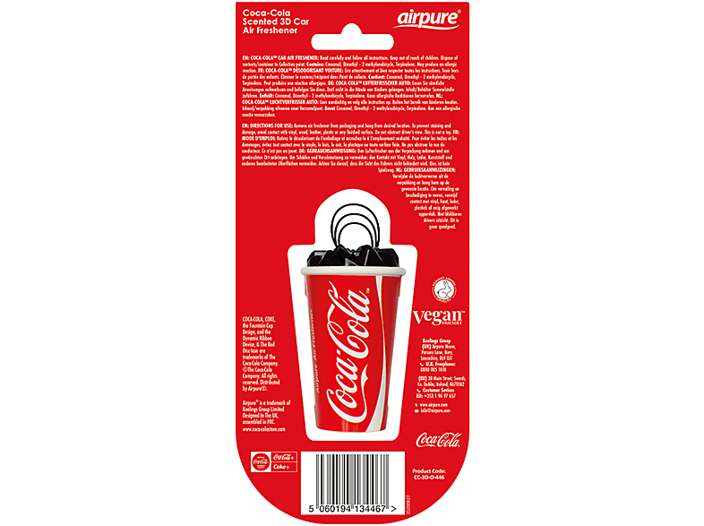 AIRPURE Odorizant auto, sticlă 3D, Coca-Cola original Airpure - imagine 1
