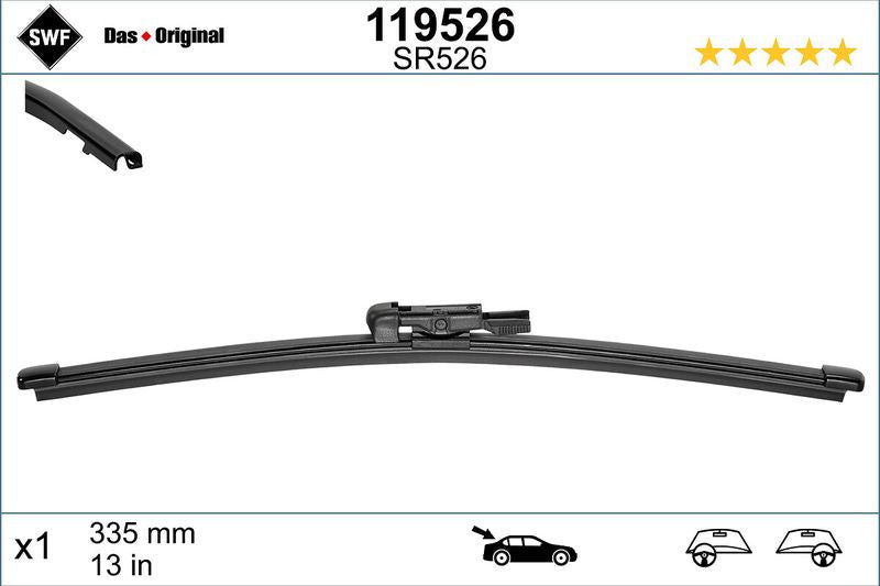Lamela stergator spate SWF Wiper FB REAR LHD/RHD 335 mm SWF - imagine 1
