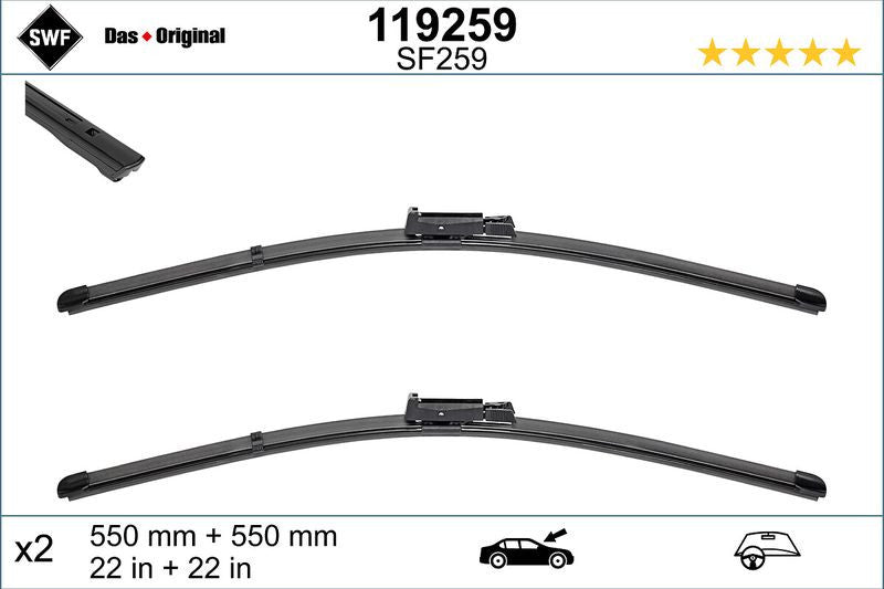 Set lamela stergator SWF Wiper FB OE LHD 550/550 mm SWF - imagine 1