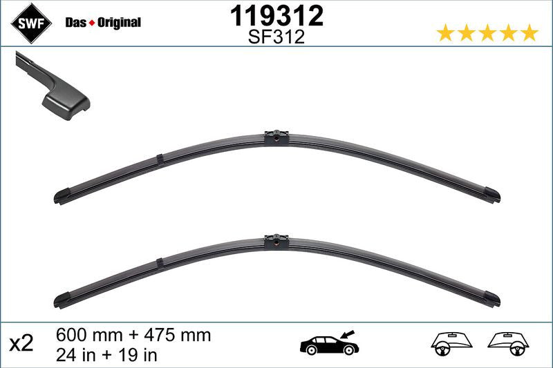 Set lamela stergator SWF Wiper FB OE LHD 600/475 mm SWF - imagine 1