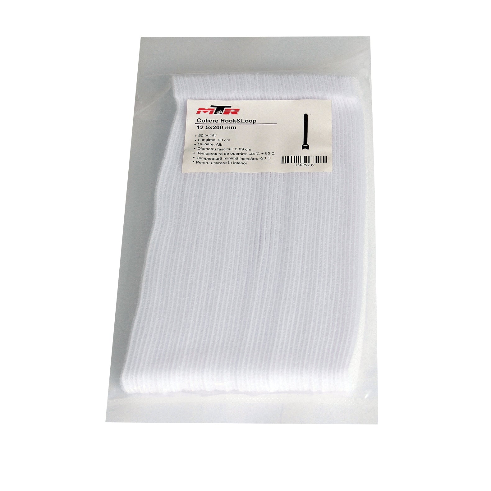 Cleme pentru cabluri albe 12.5x200mm 50 buc. MTR - imagine 1