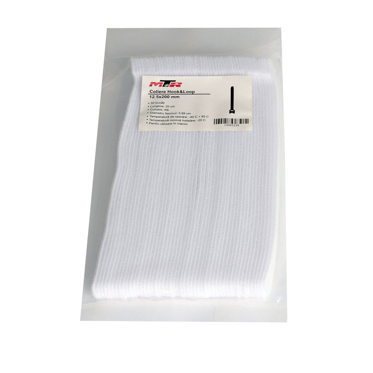 Cleme pentru cabluri albe 12.5x200mm 50 buc. MTR - imagine 1