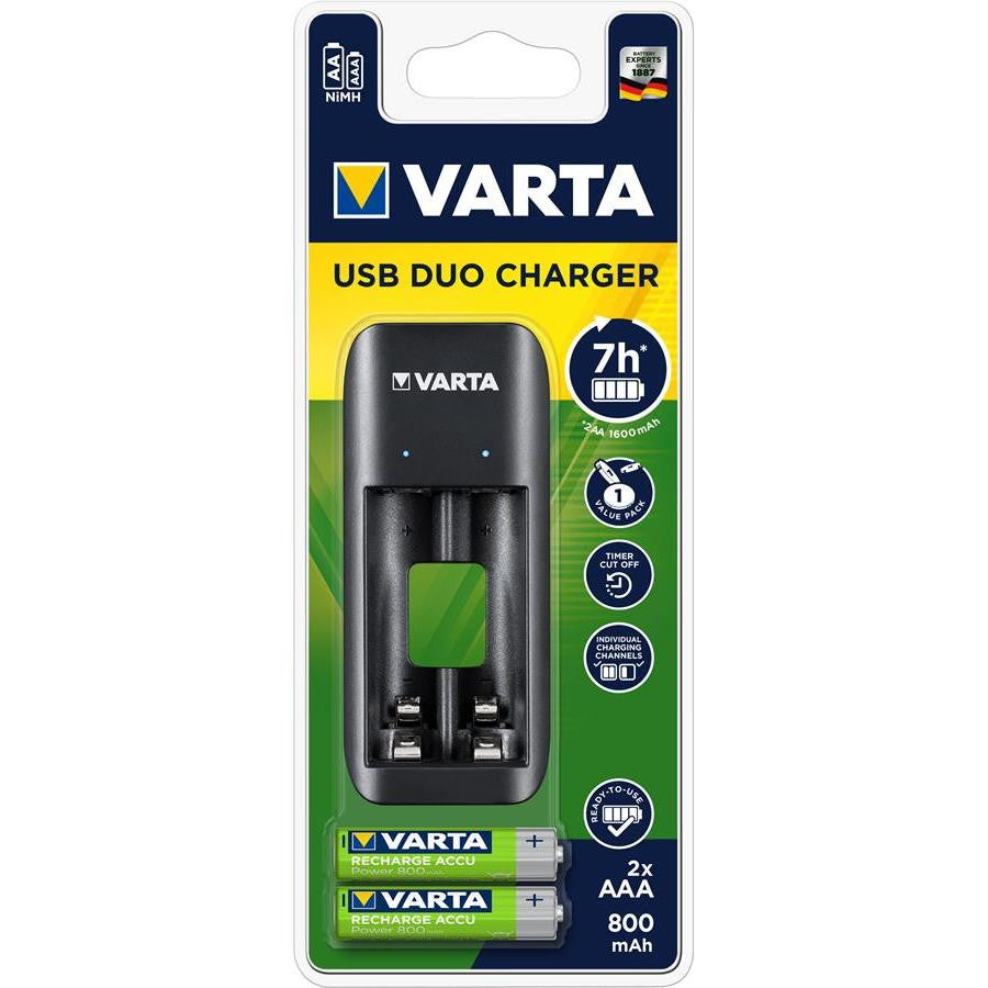Incarcator baterie Varta AAA USB Duo Charger + 2 baterii AAA 800mAh Varta - imagine 1