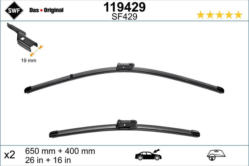 Set lamela stergator SWF Wiper FB OE LHD 650/400 mm SWF - imagine 1