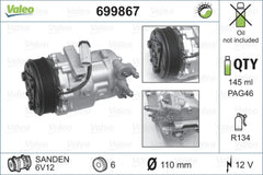 Compresor clima OPEL AGILA A H00 VALEO 699867