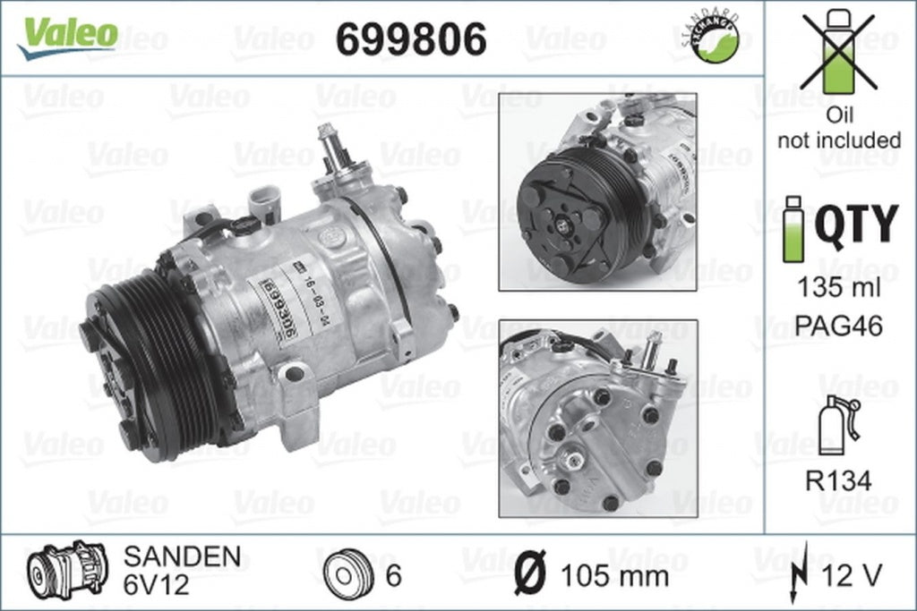 Compresor clima OPEL ASTRA G Cabriolet F67 VALEO 699806