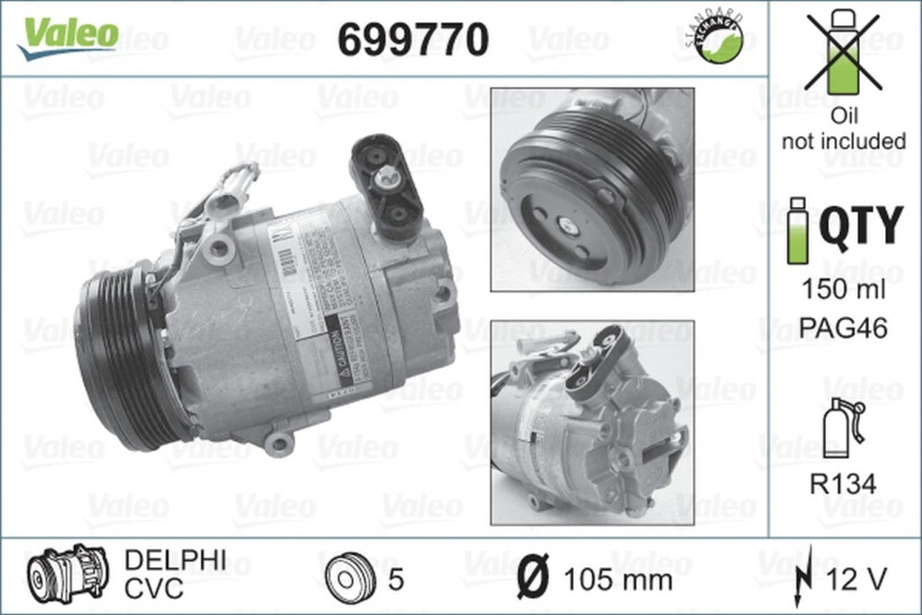 Compresor clima OPEL ASTRA G cupe F07 VALEO 699770