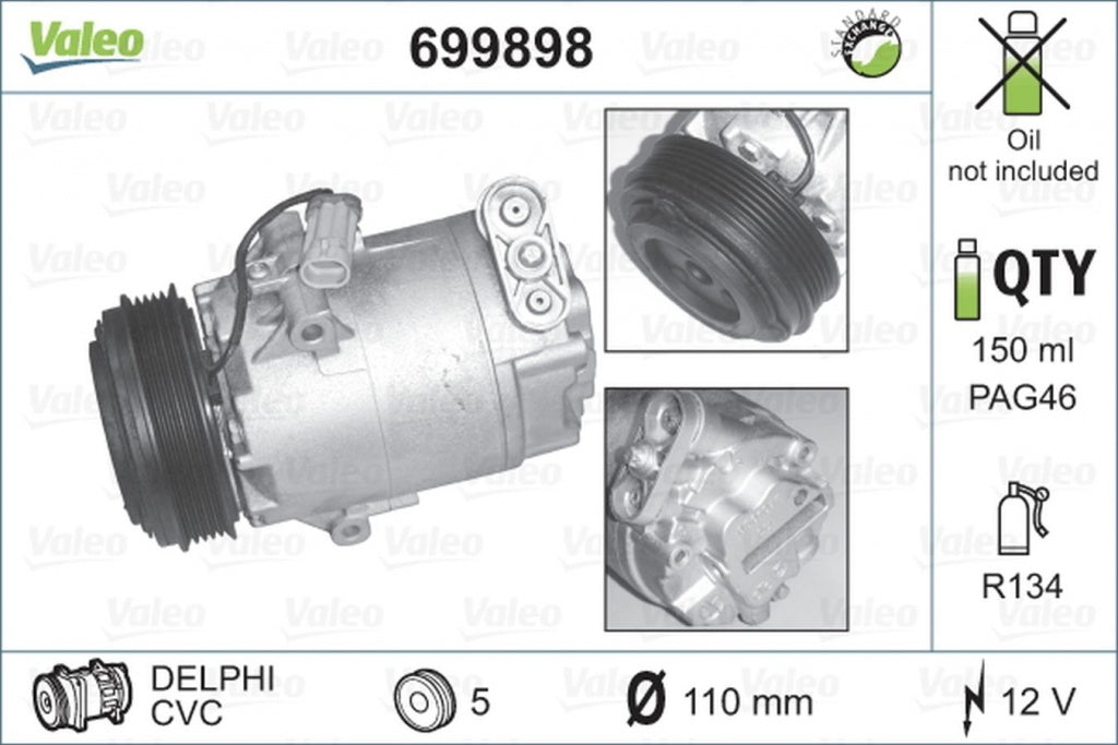 Compresor clima OPEL ASTRA G limuzina F69 VALEO 699898