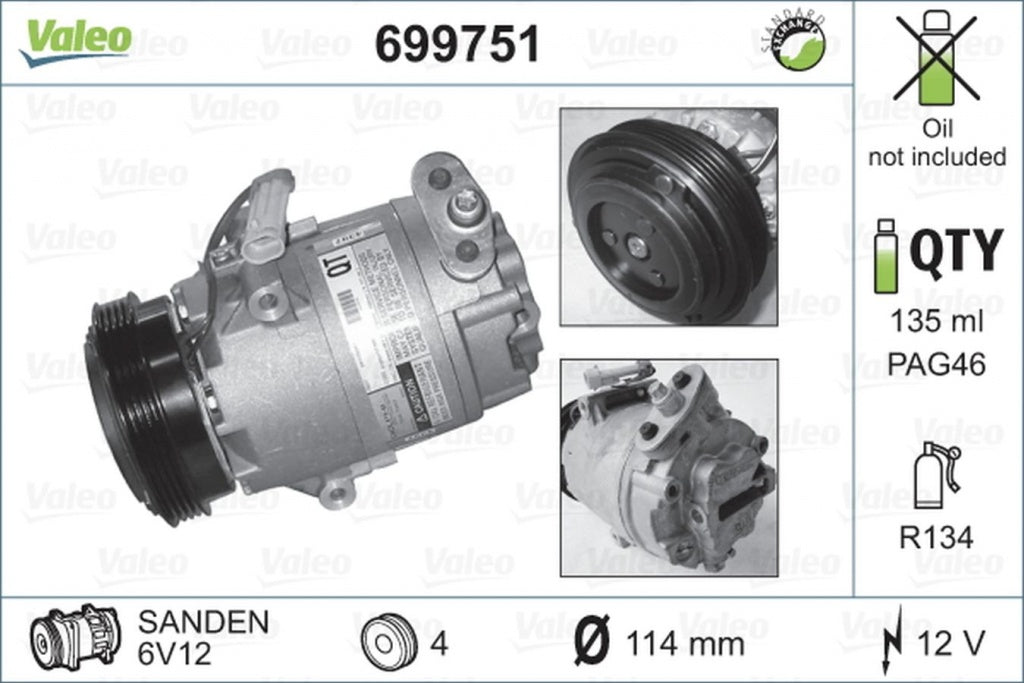 Compresor clima OPEL ASTRA G limuzina F69 VALEO 699751