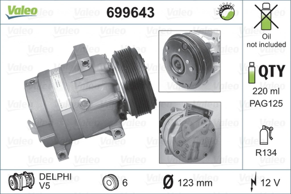 Compresor clima OPEL VIVARO platou sasiu E7 VALEO 699643