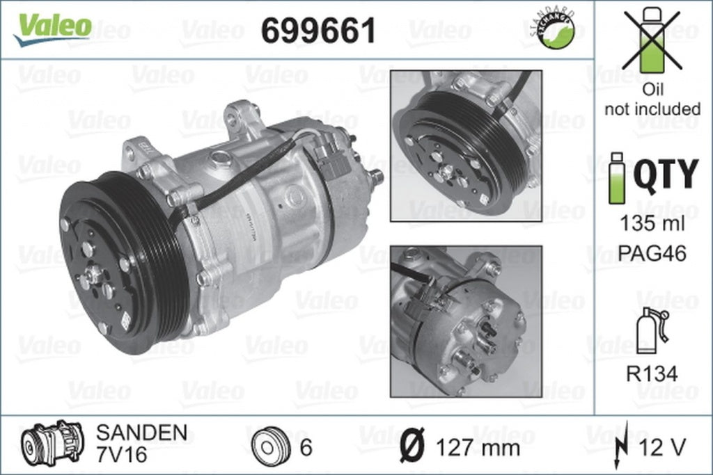 Compresor clima VW TRANSPORTER IV bus 70XB 70XC 7DB 7DW 7DK VALEO 699661