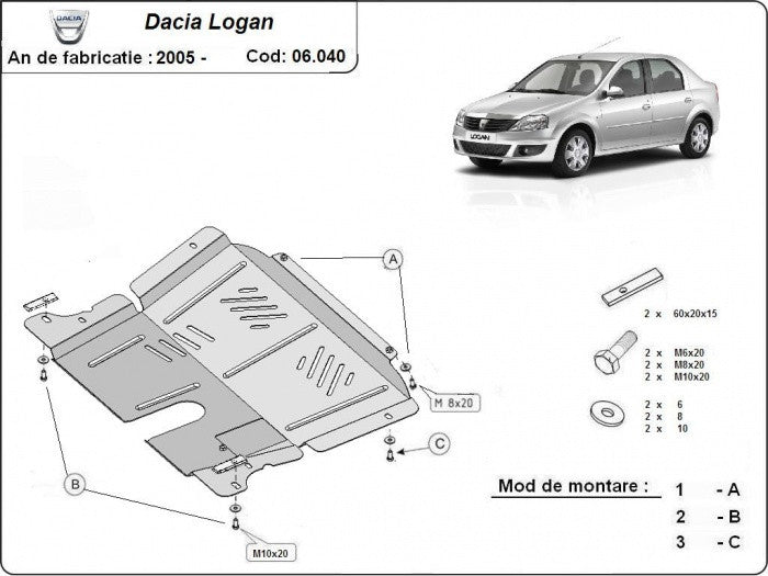 Scut metalic motor, cutie de viteză MTR - imagine 1