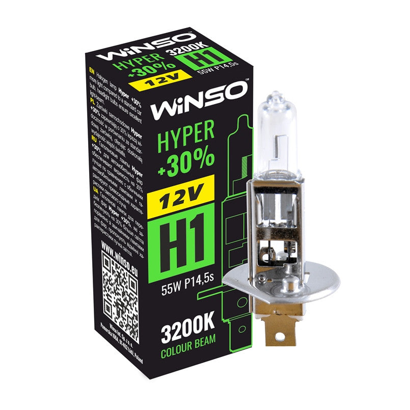 Bec Halogen Winso Hyper +30% H1 - 12V, 55W P14.5s ● 3200K Winso - imagine 1
